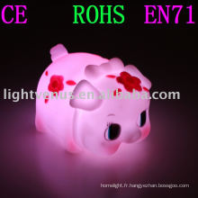 PVC gomme douce nouveau design cochon lampe de nuit